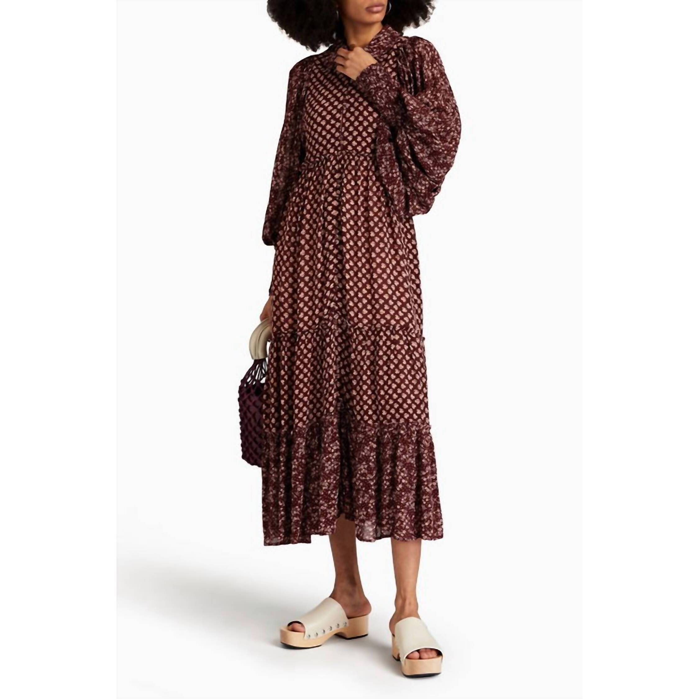New Bytimo Drapy Georgette Dress In Plum